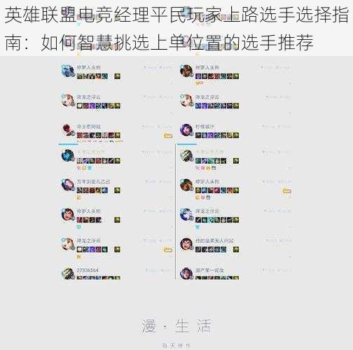 英雄联盟电竞经理平民玩家上路选手选择指南:如何智慧挑选上单位置的选手推荐
